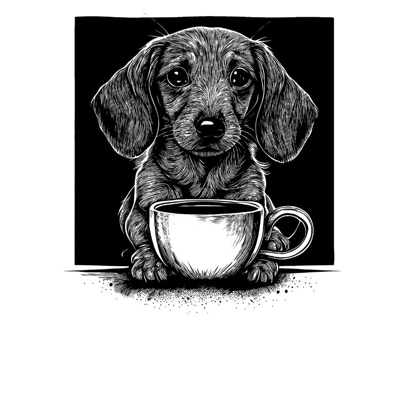 Chiots teckels avec café