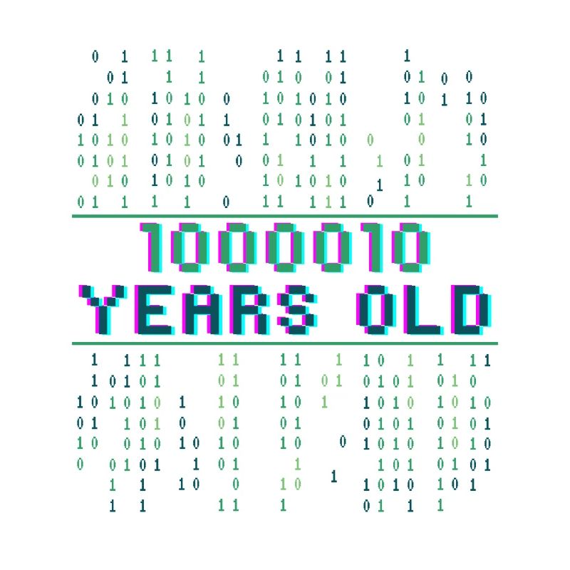 66th Birthday 66 years old Binary Code Computer Science