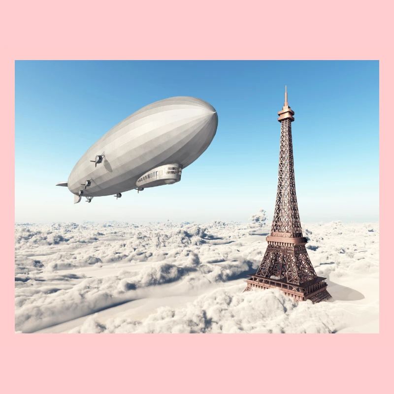 Zeppelin over the Eiffel Tower