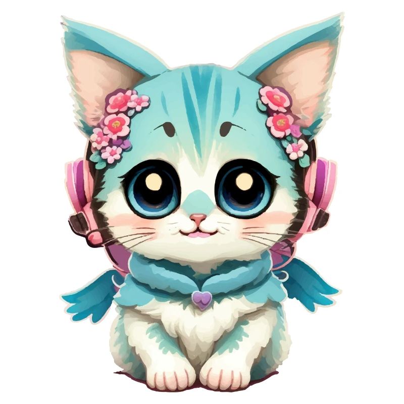 Mignon bébé chat avec des fleurs