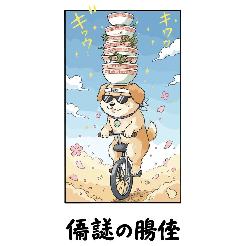 Noodle Stack Pup auf Einrad