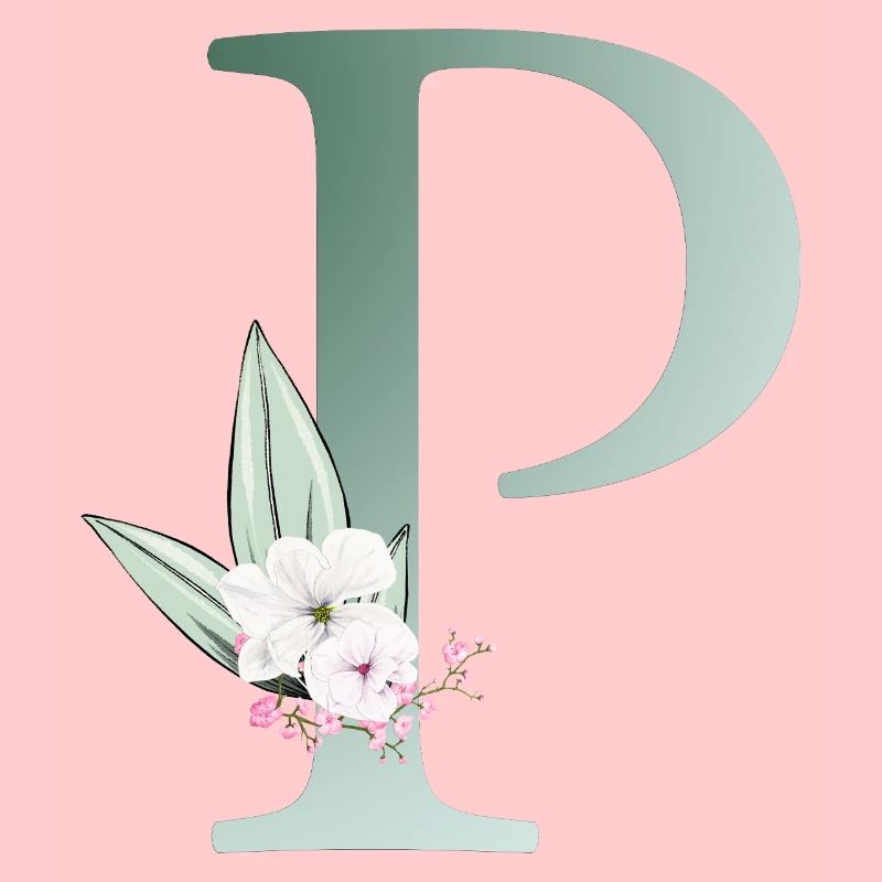 P Monogram, Floral, Customizable