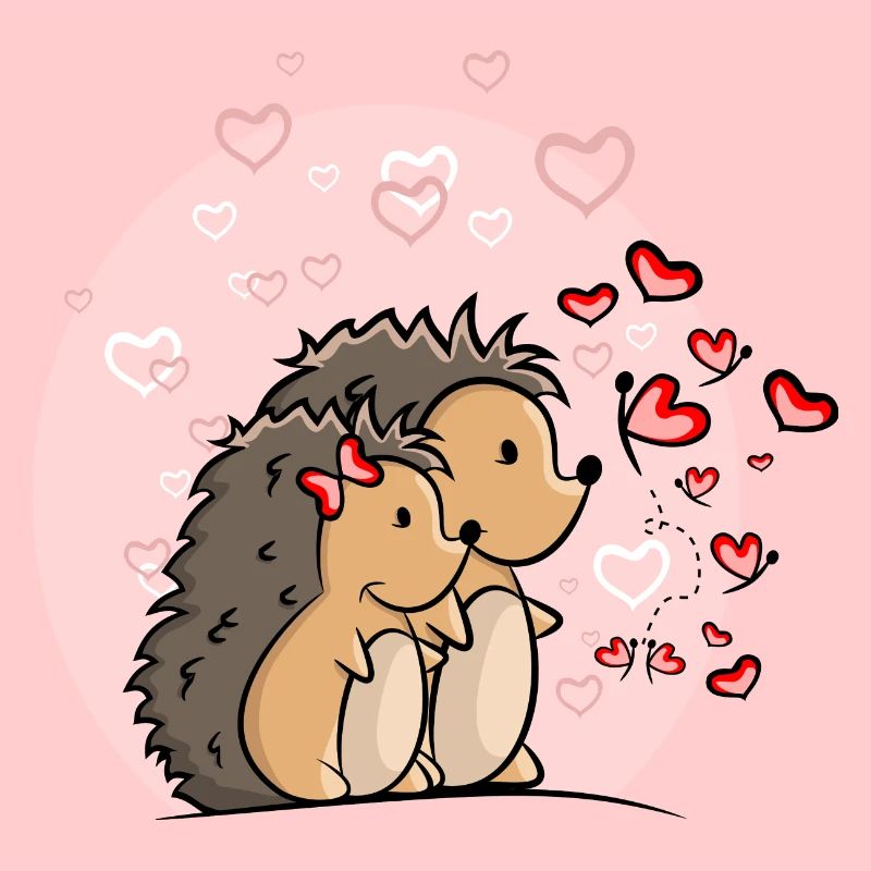 Igel Paar Liebe mit Herzen