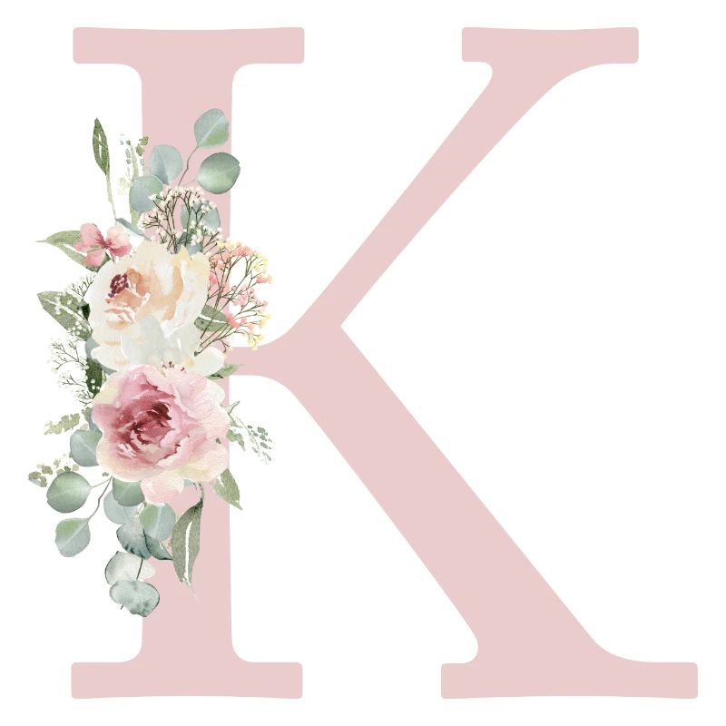 K| Monogramme | Eucalyptus Pastel Fleur Bleu