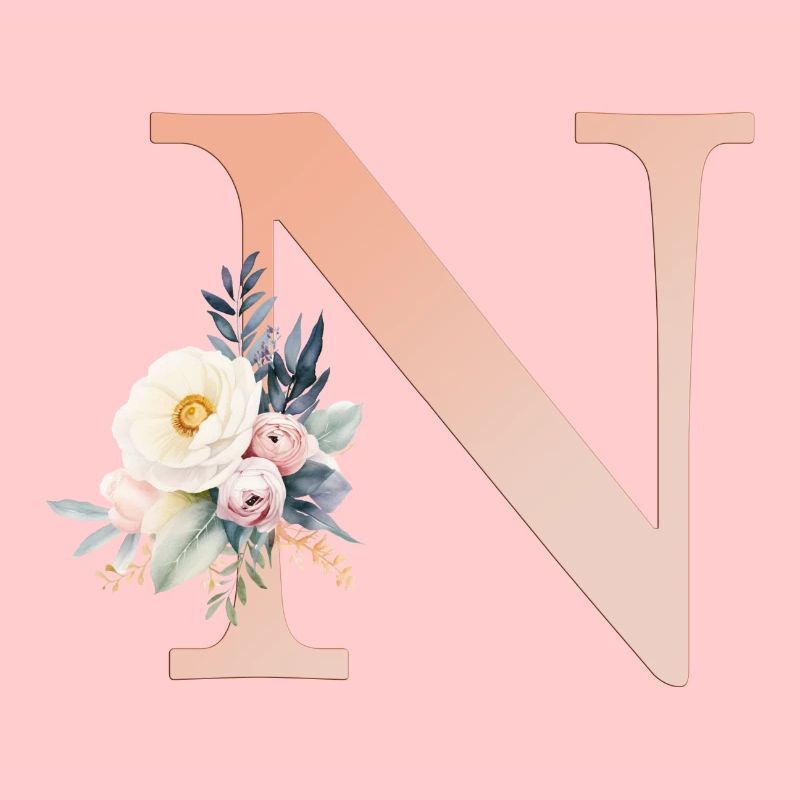 N Monogram, Floral, Boho