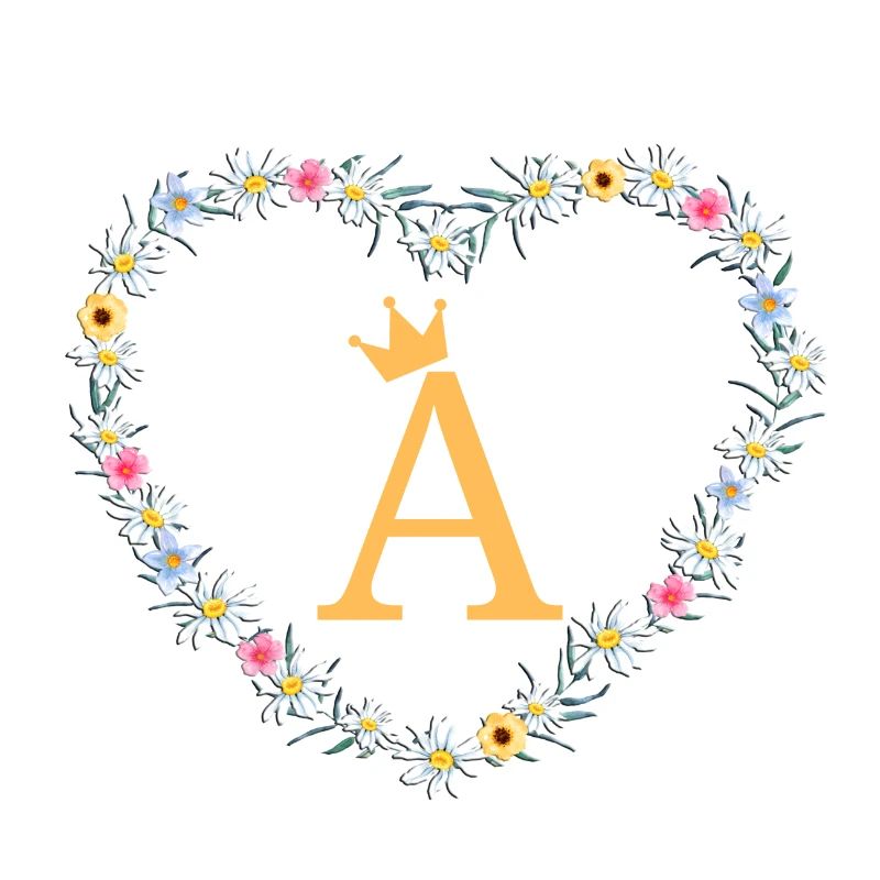 Buchstabe A, Monogramm, Herz, personalisierbar
