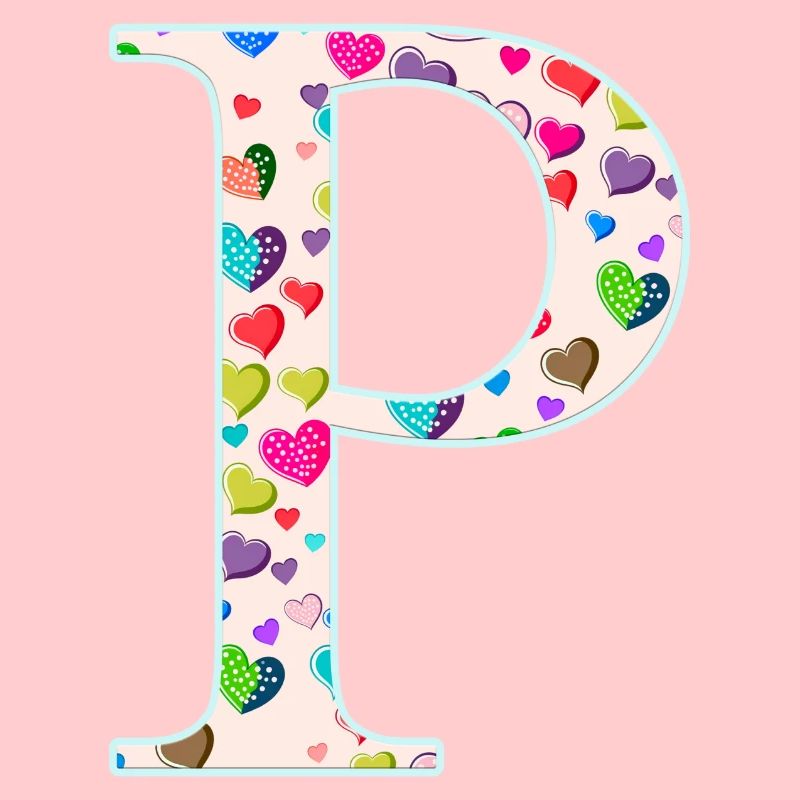 Customizable Monogram P Heart Pattern