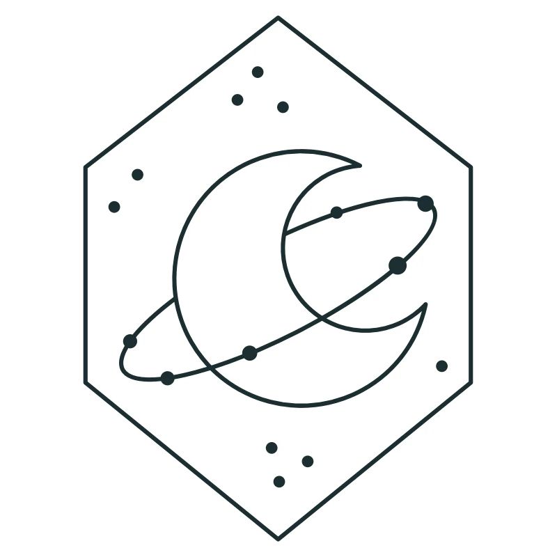 Diamond crescent moon with orbit