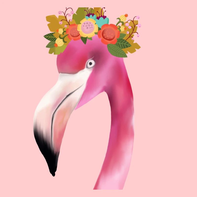 Flamingo with wreath