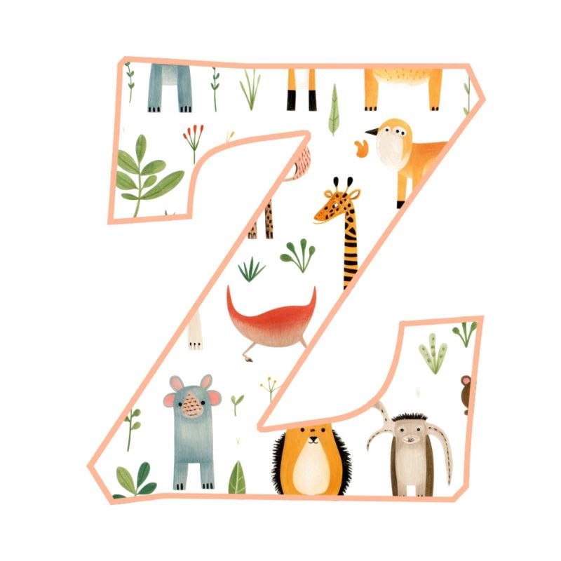 Letter Z, Monogram, Animal Pattern