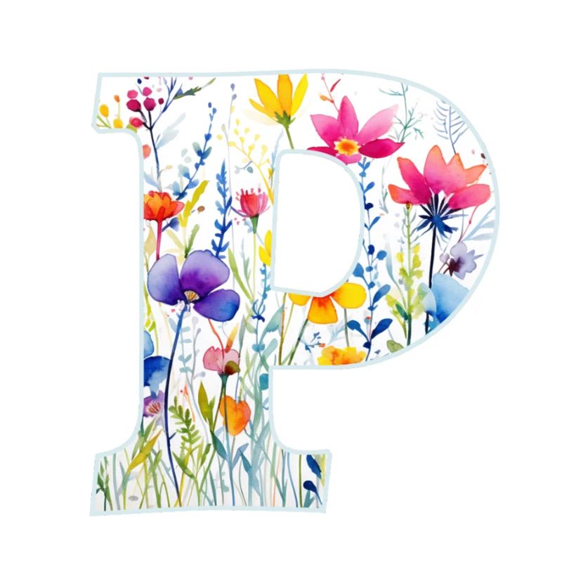Buchstabe P, Monogramm, Blumenmuster