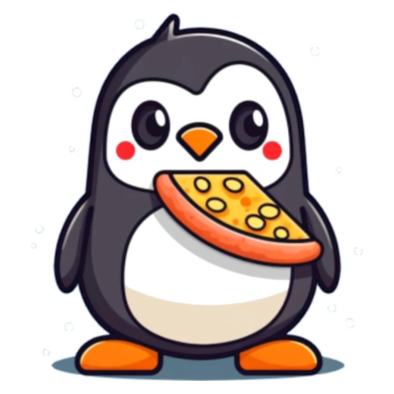Pinguin süß mit Pizza