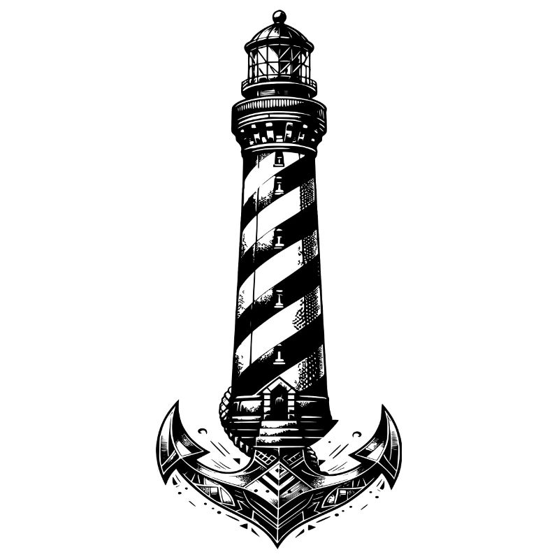 Conception d’ancre de phare côtier à rayures obliques