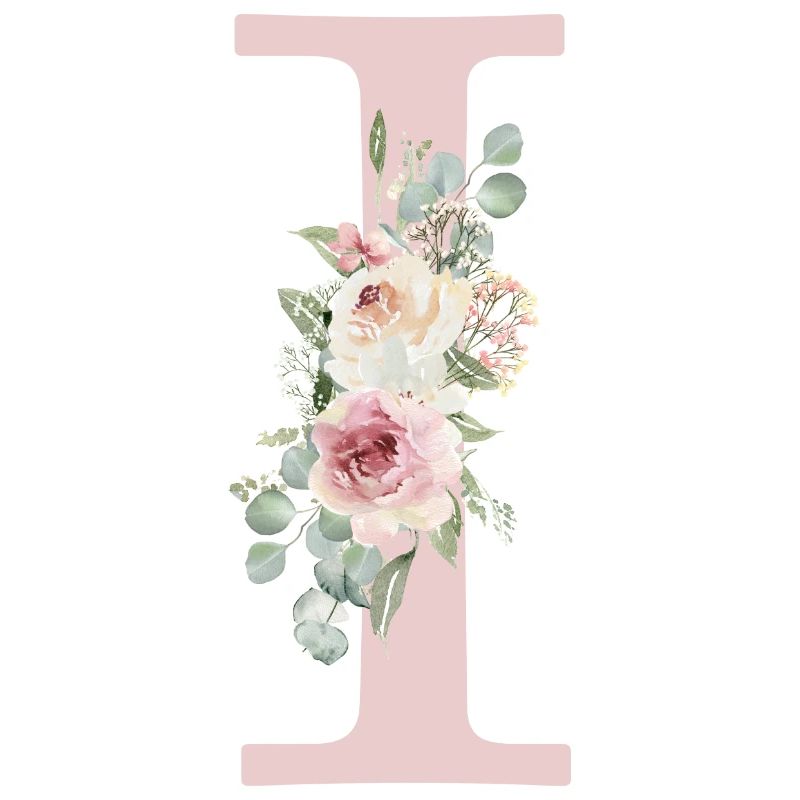 I| Monogram | Eucalyptus Pastel Flower Blue