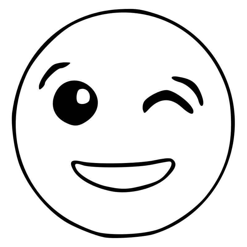 Emoji winking sketch black