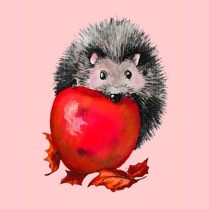 Igel mit Apfel