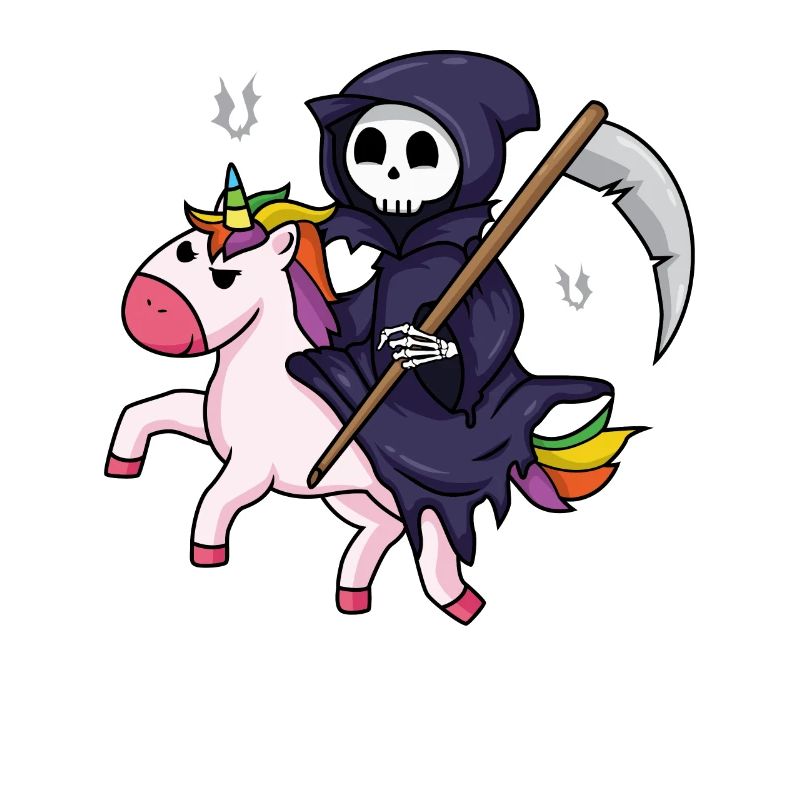 Sensenmann Reitet Einhorn Halloween Reaper Gift