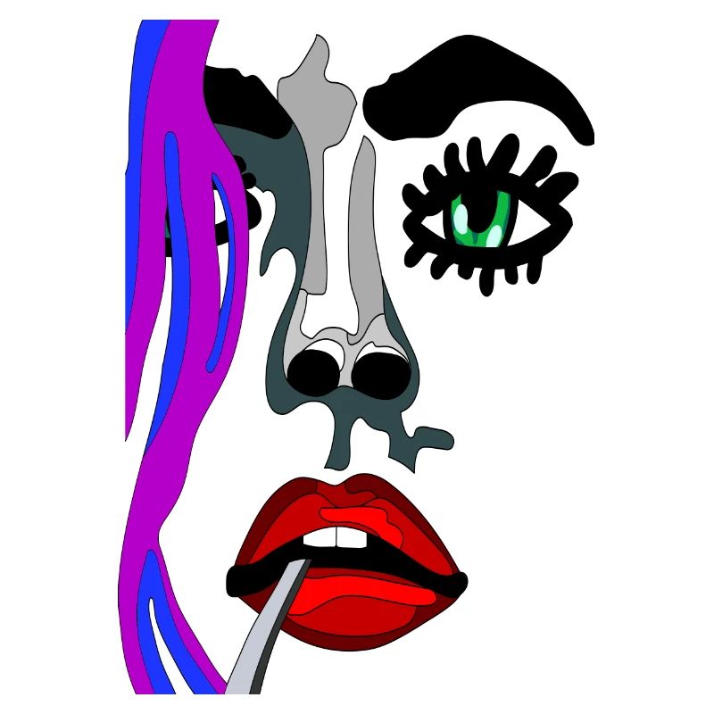 Eye open with red lips - fhscribble face