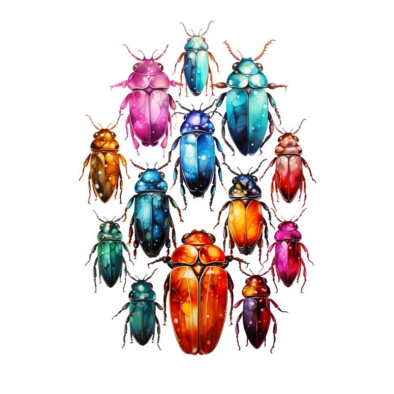 Cool Watercolors Boho Beetle Insects