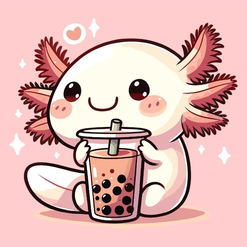 Axolotls Drink Bubble Tea kawaii Boba Axolotl