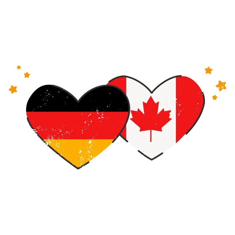 J’aime Canada Allemagne Drapeaux Cœurs Drapeaux