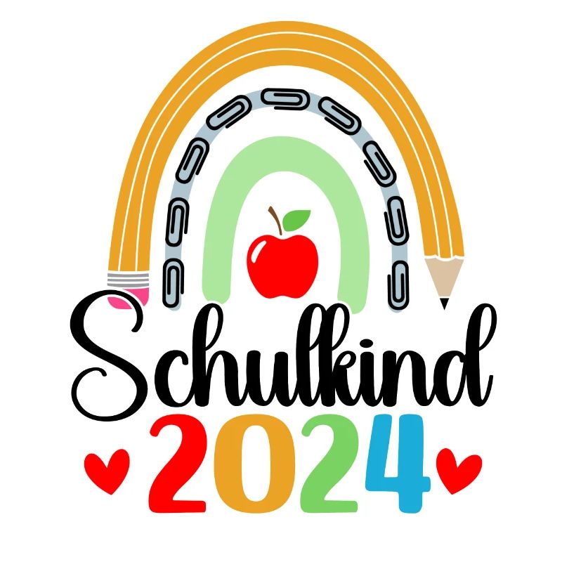 Schulkind 2024 Mädchen Regenbogen Einschulung 2024