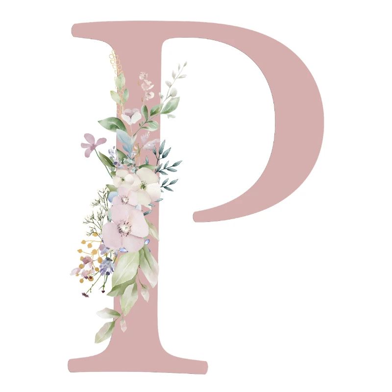 P Monogram, Floral, Customizable
