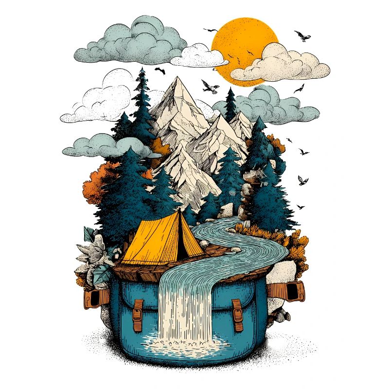 Bergsee Pfad - Camping Backpacker Motiv