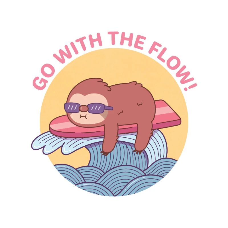Go With The Flow, Sloth Chilling On Surfboard