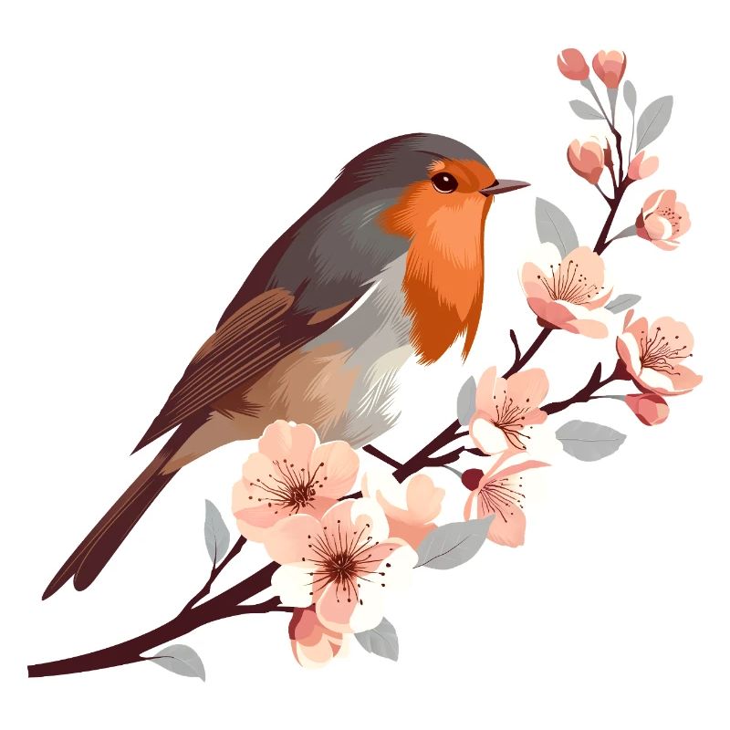 Robins on cherry blossom