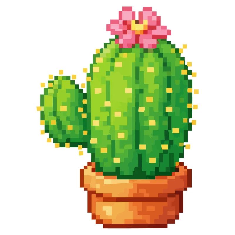 Cactus pixel avec fleur