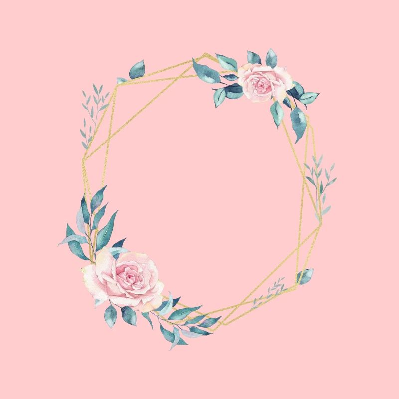 Customizable Flowers Geometric Blue Pink