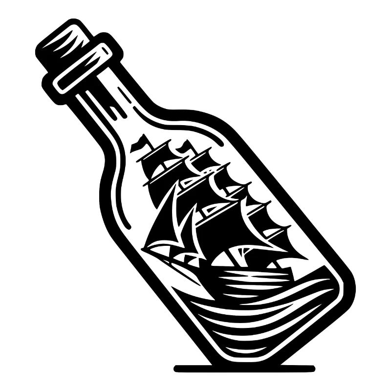 Ship in a bottle Sailing ship with sails