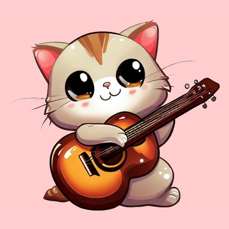 Katze mit Gitarre