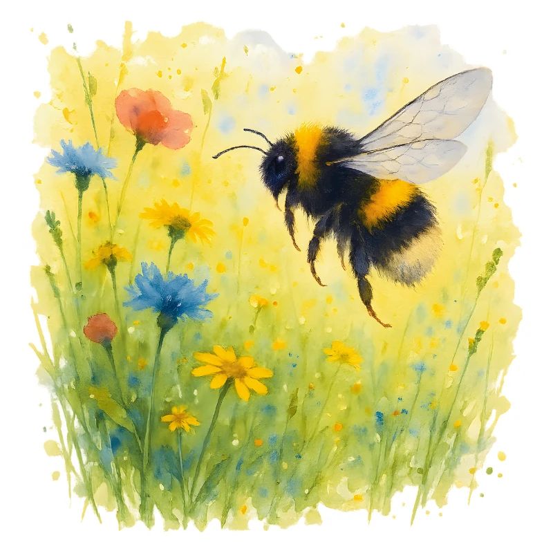 Conception de bourdon d’été | Abeille dans le style aquarelle