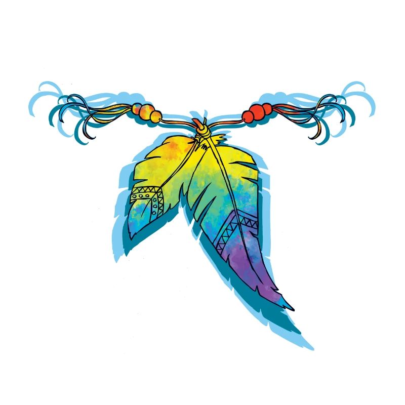 Boho Style rainbow feathers