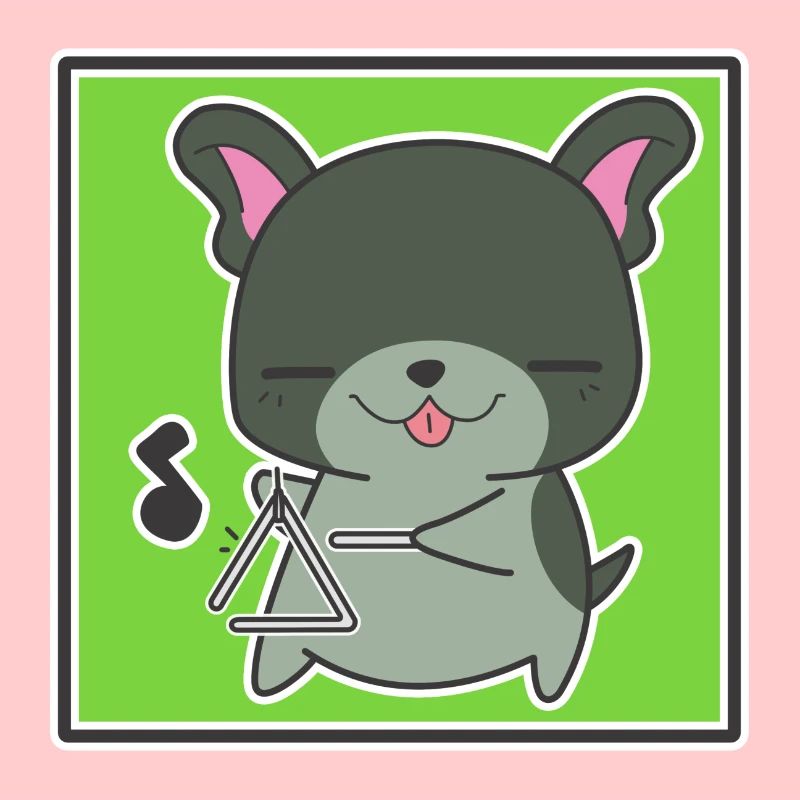 Chien avec triangle
