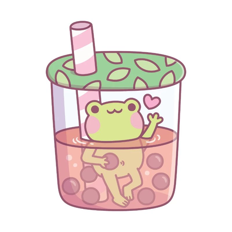Cute Frog In Bubble Tea Cup