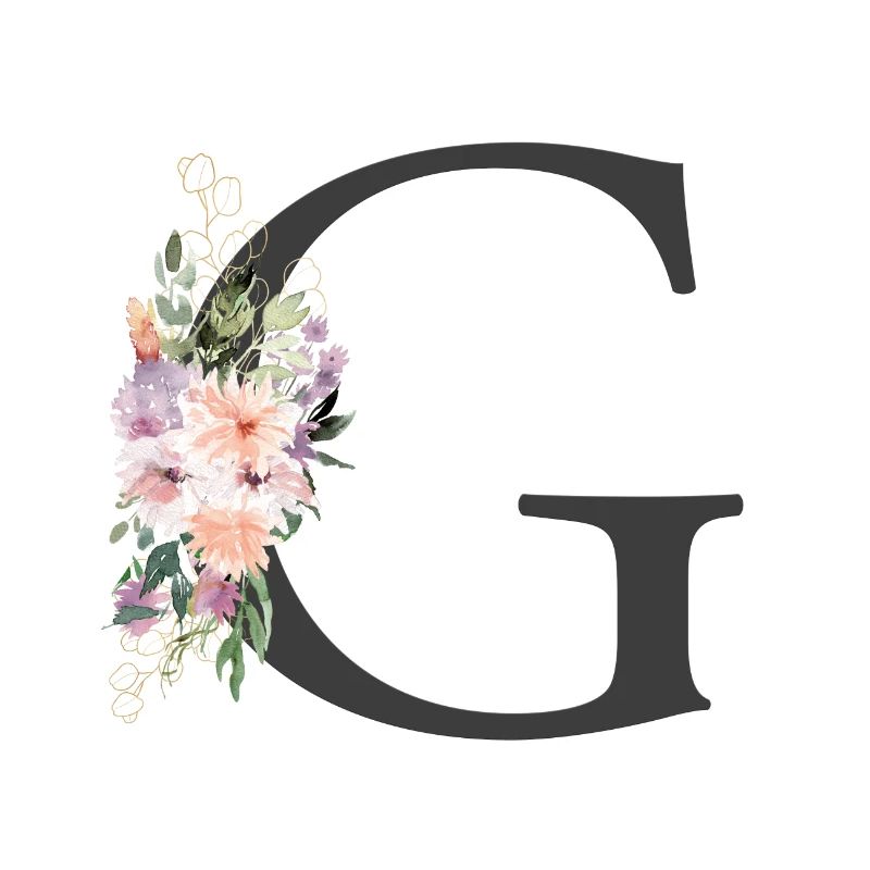 Buchstabe G, Monogramm, Blumen