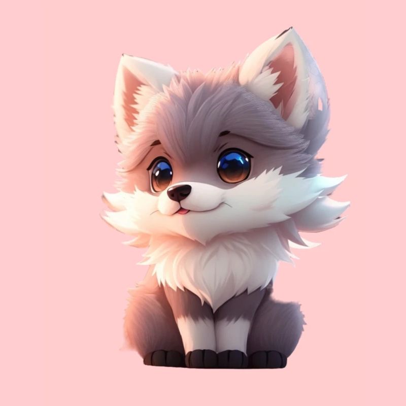 Cute Tiny Hyperrealistic Anime Wolf Tee, Pet