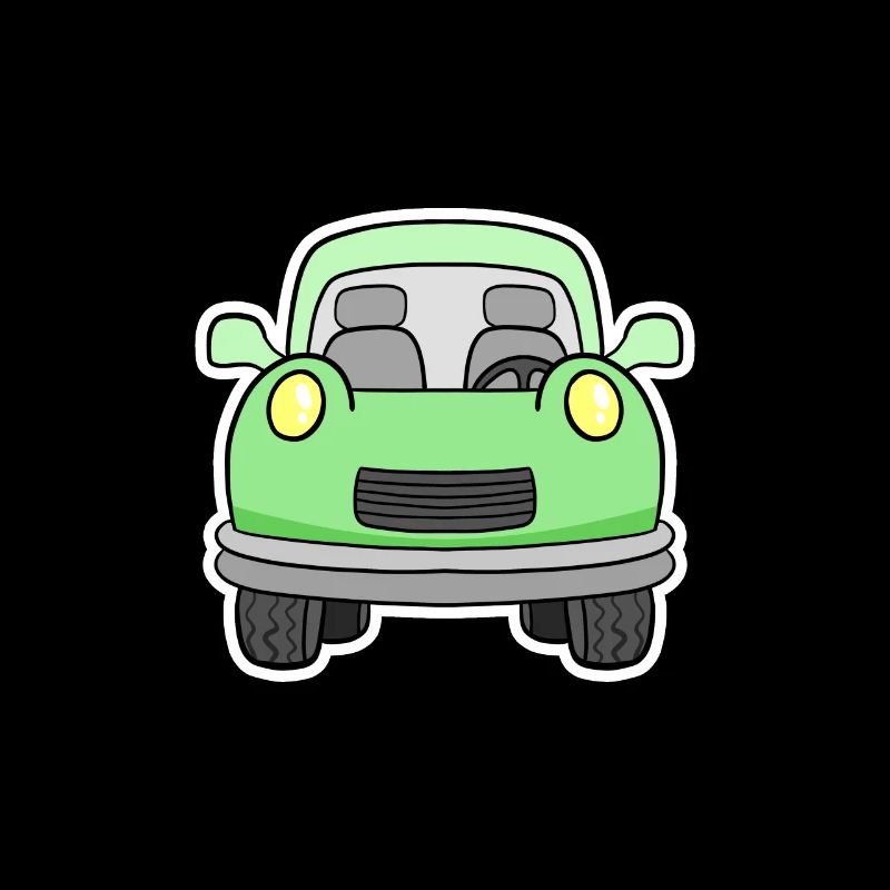 Cheerful green wagon front view
