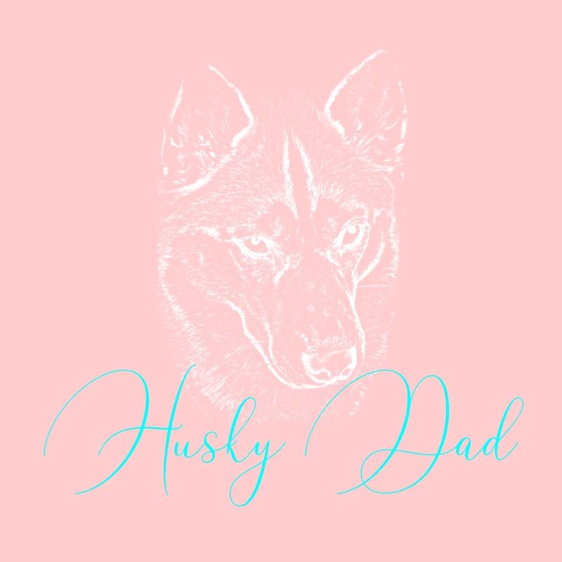 Husky Dad Silhouette Neon Script