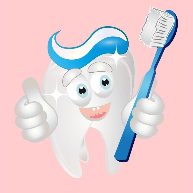 radiant white tooth with toothpaste as a comic