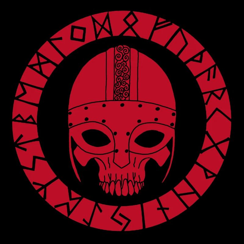 Rotes Wikinger-Todeskopf