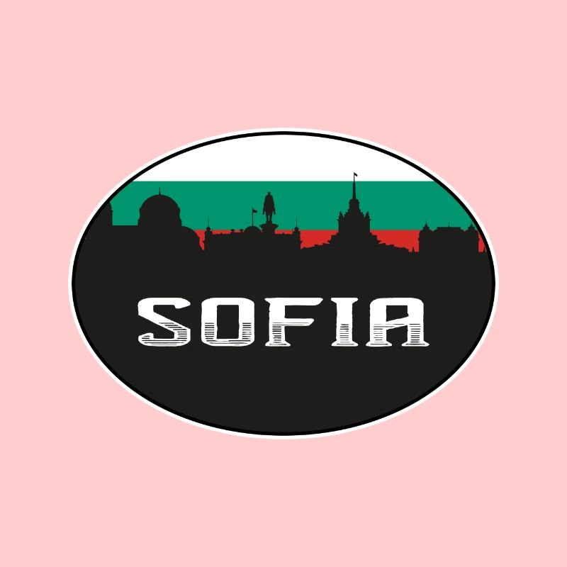 Sofia Bulgaria Skyline Silhouette Bulgarian Flag T