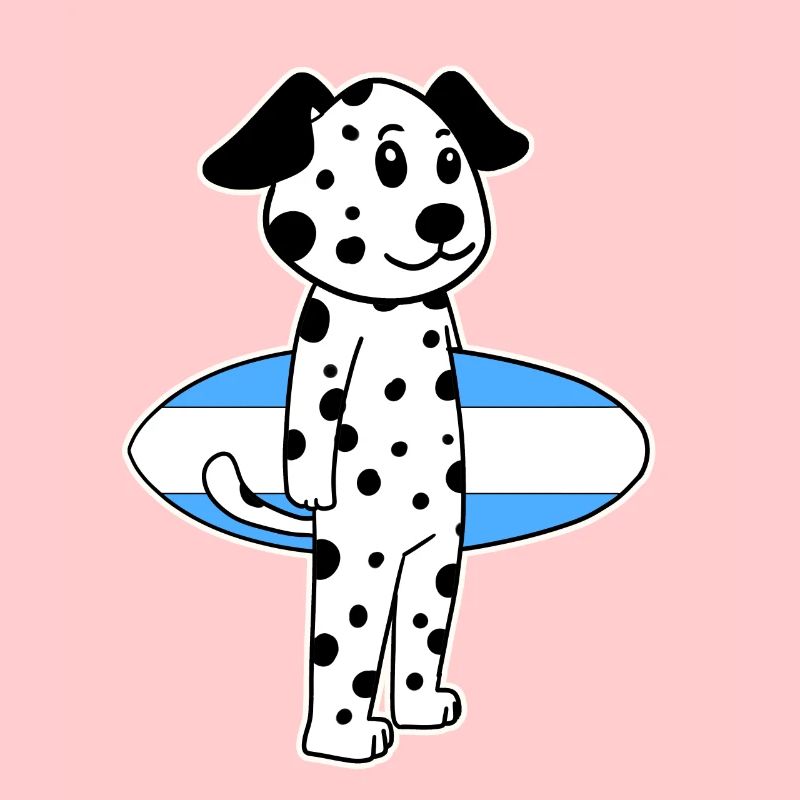 Surfboard Hund Dalmatiner Surfen Geschenk