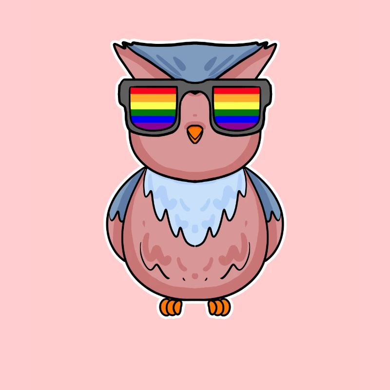 Regenbogen - Eule mit Brille