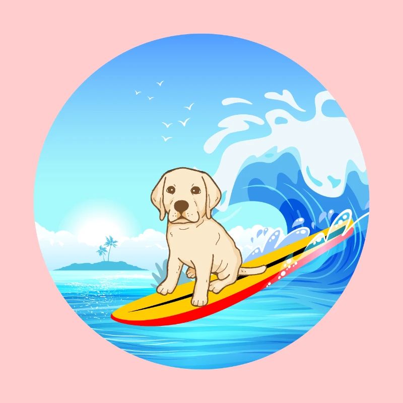 Labrador Retriever Dog Surfing Sea Waves