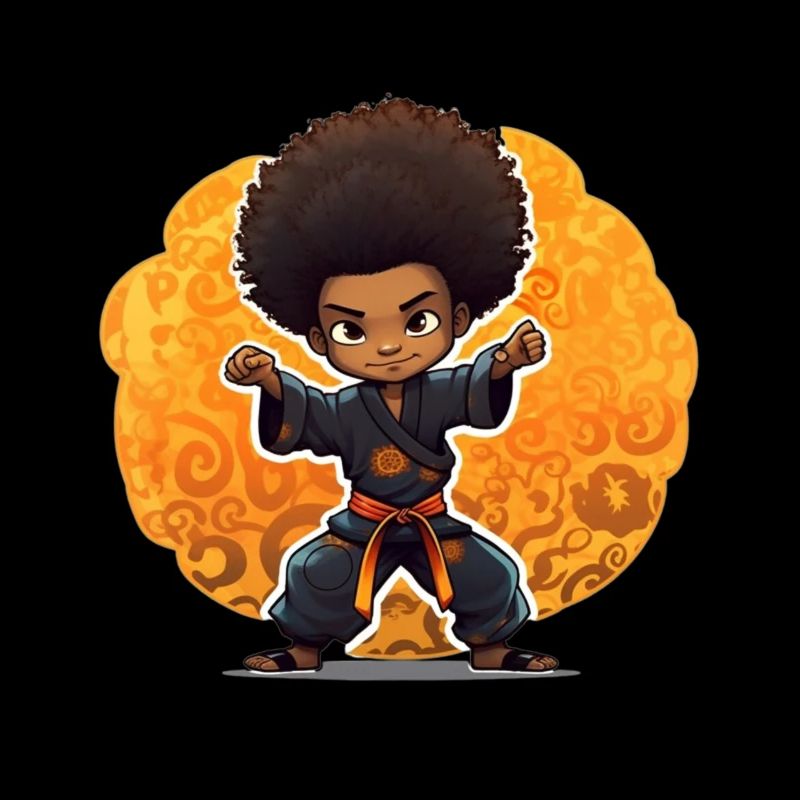 Kampfkunst-Kind mit Afro-Style