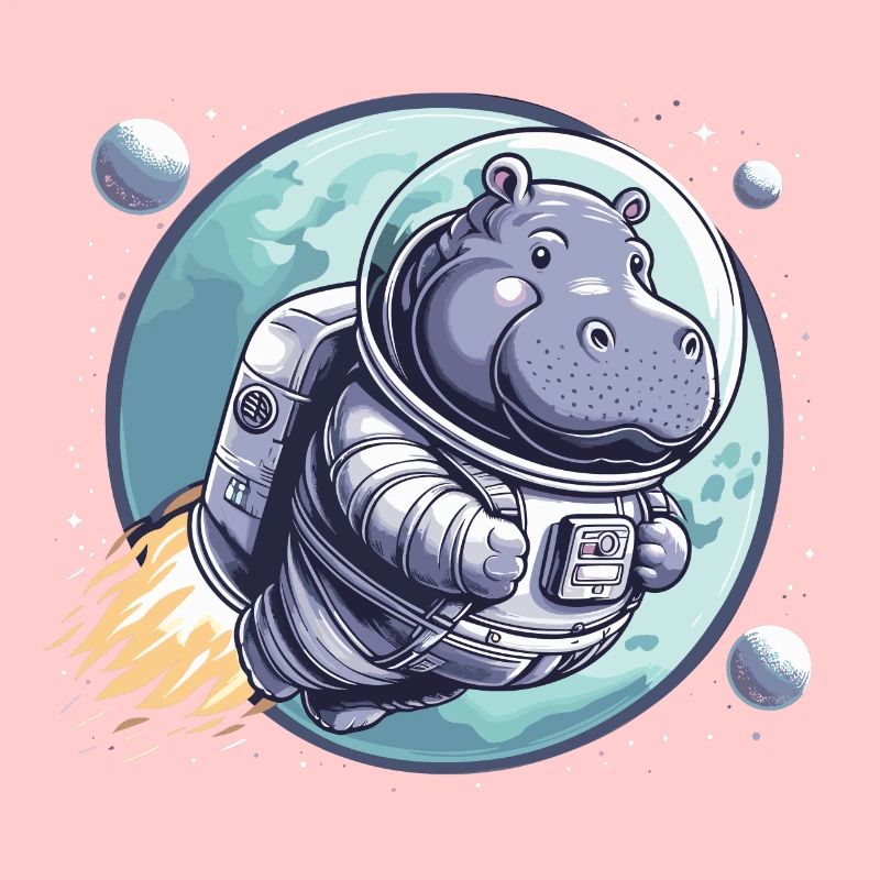 Hippopotame astronaute spatial